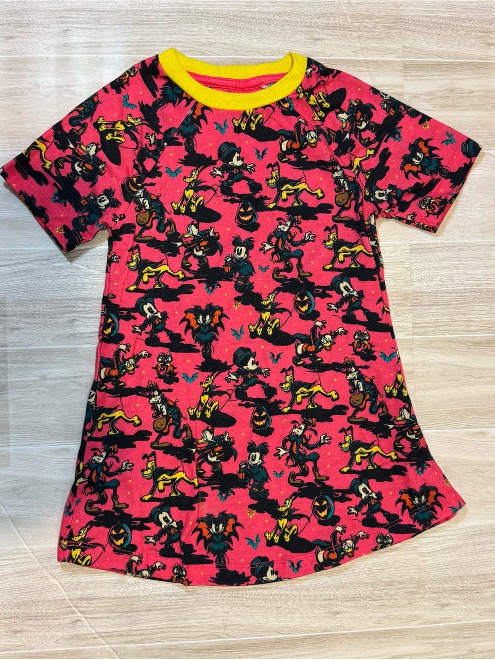 Disney Pink and Yellow Halloween Character Tee Dress